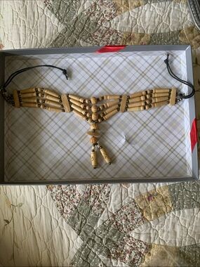 Vintage Bone/ Wood Multi-Strand Choker Necklace